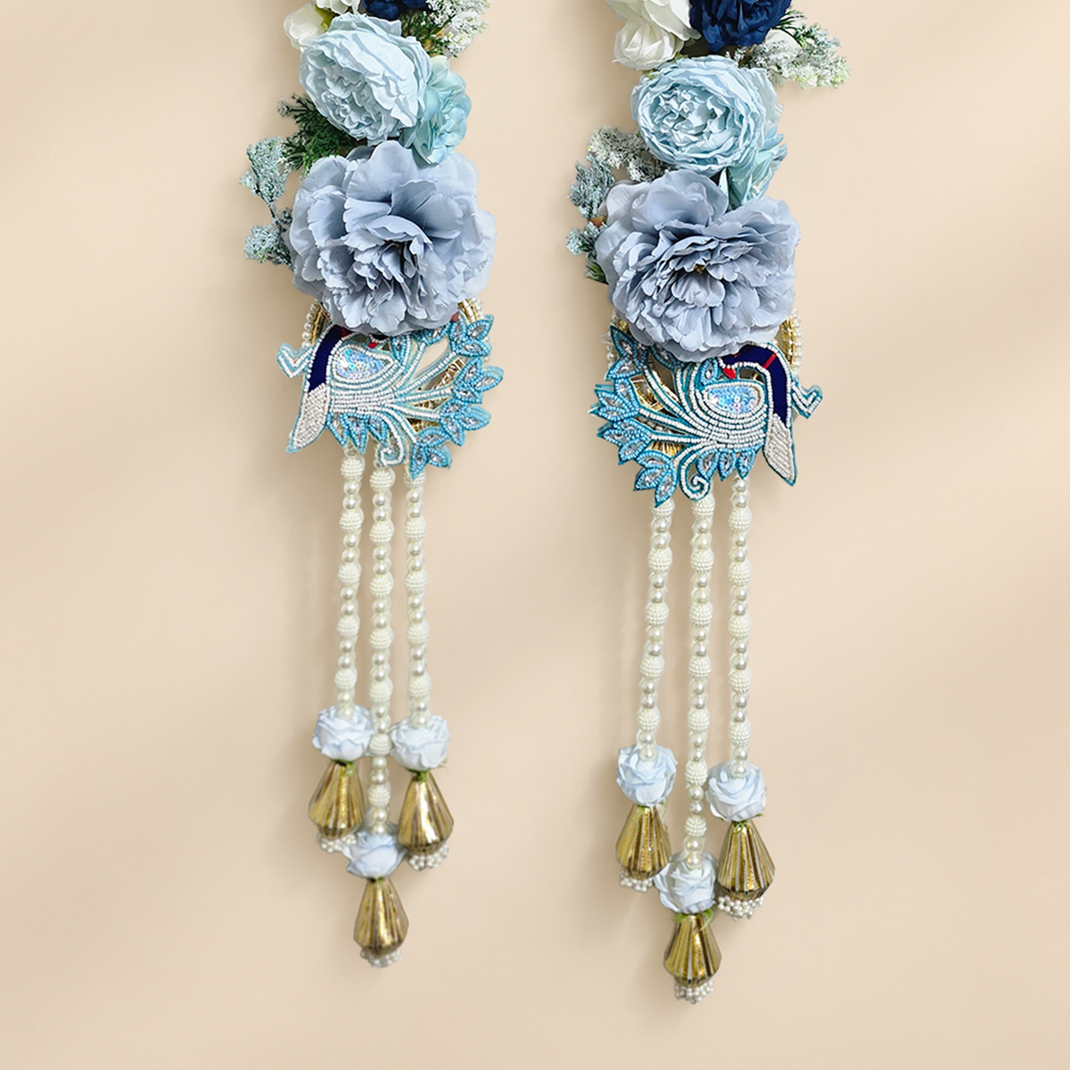 Blue Floral & Peacock  Long Hangings