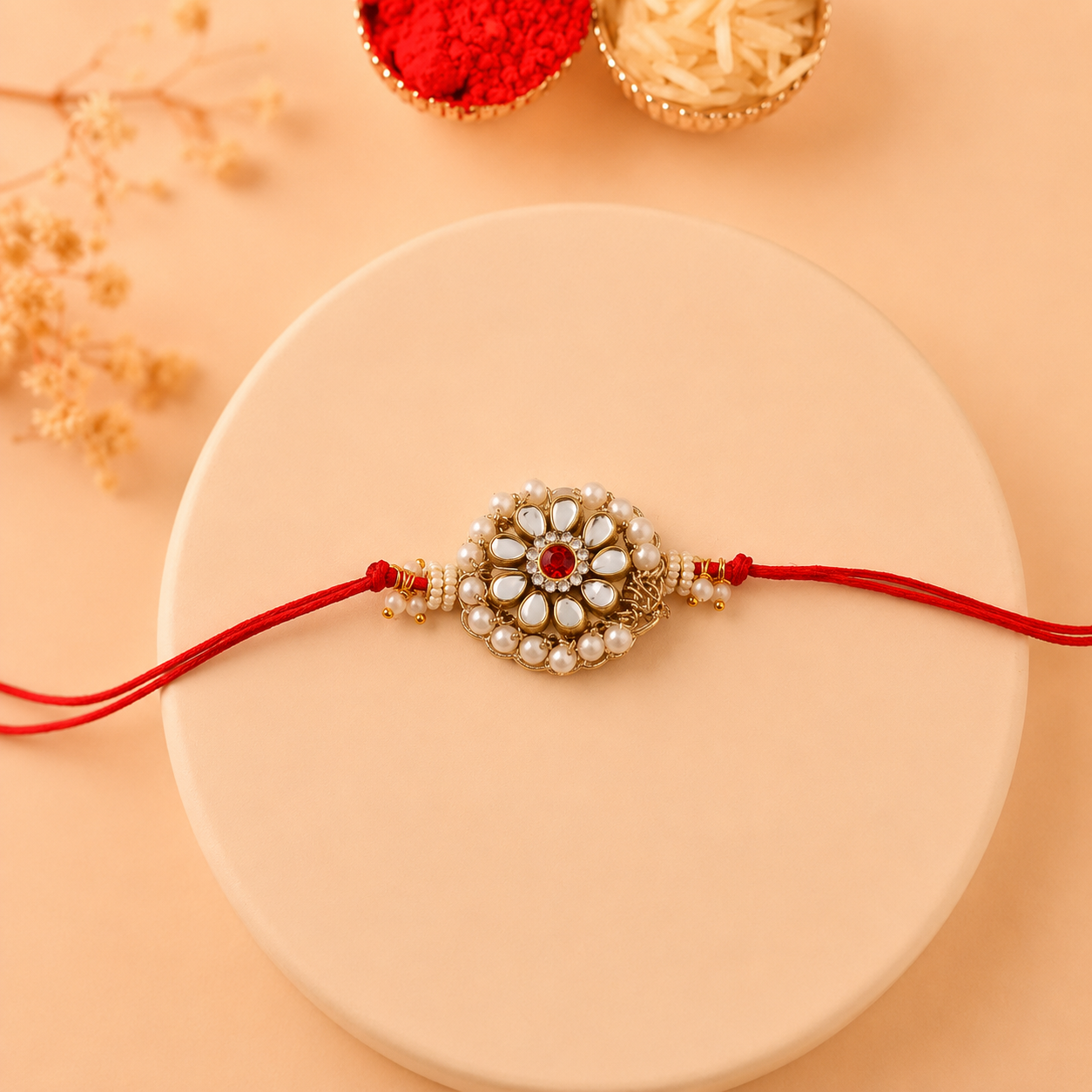 Red Kundan Rakhi