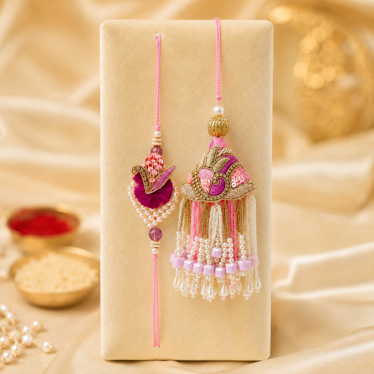 Pink Pair Bhaiya Bhabhi Rakhi
