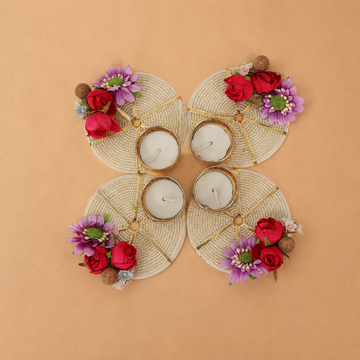 Floral Tea Light Set of 4