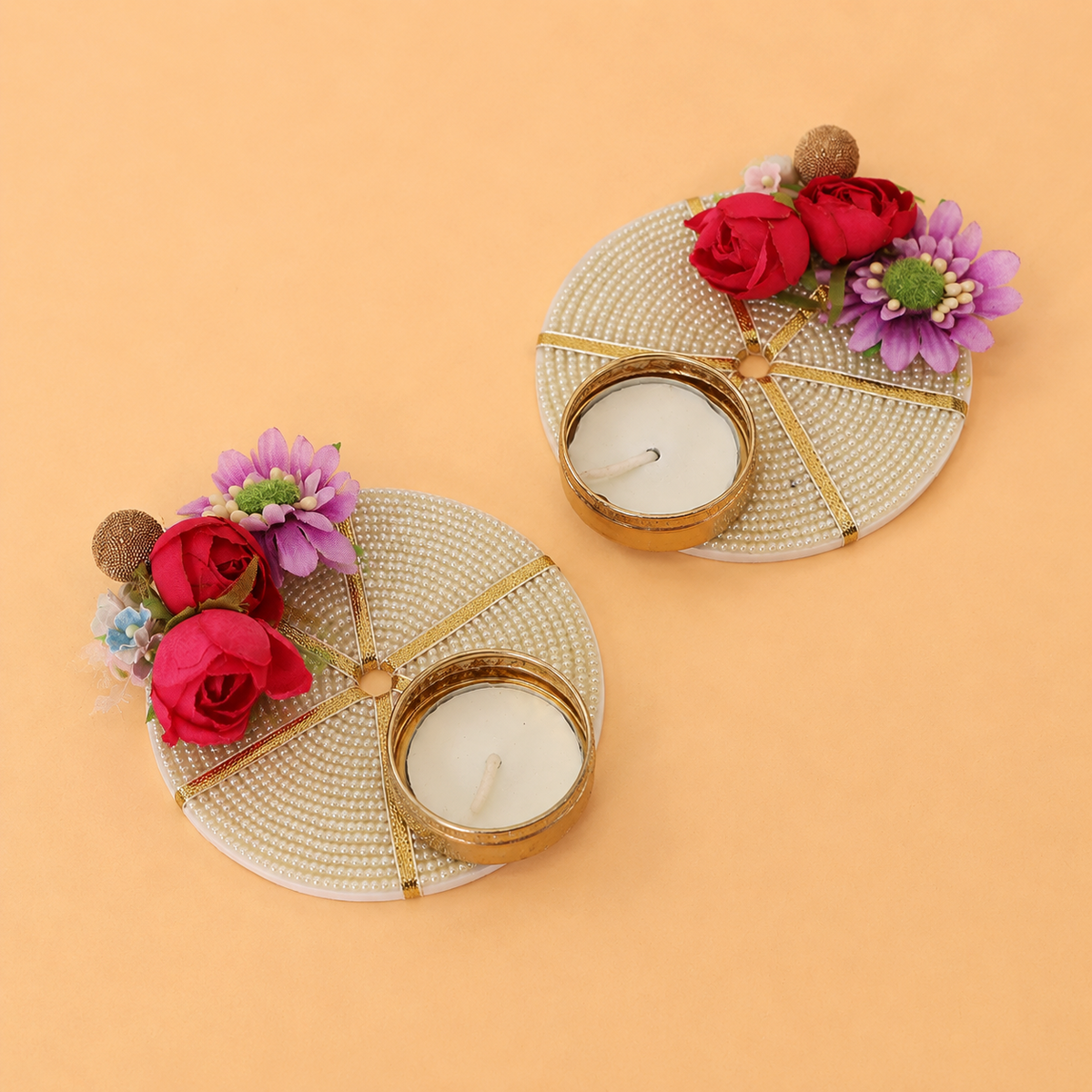 Floral Tea Light Set of 4