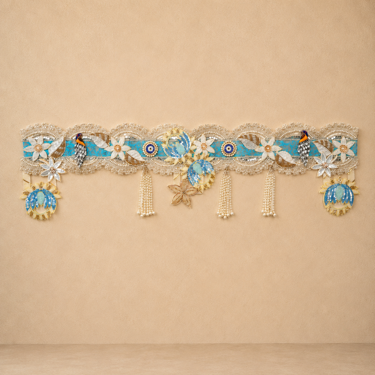 Blue Toran With Lotus Patchs