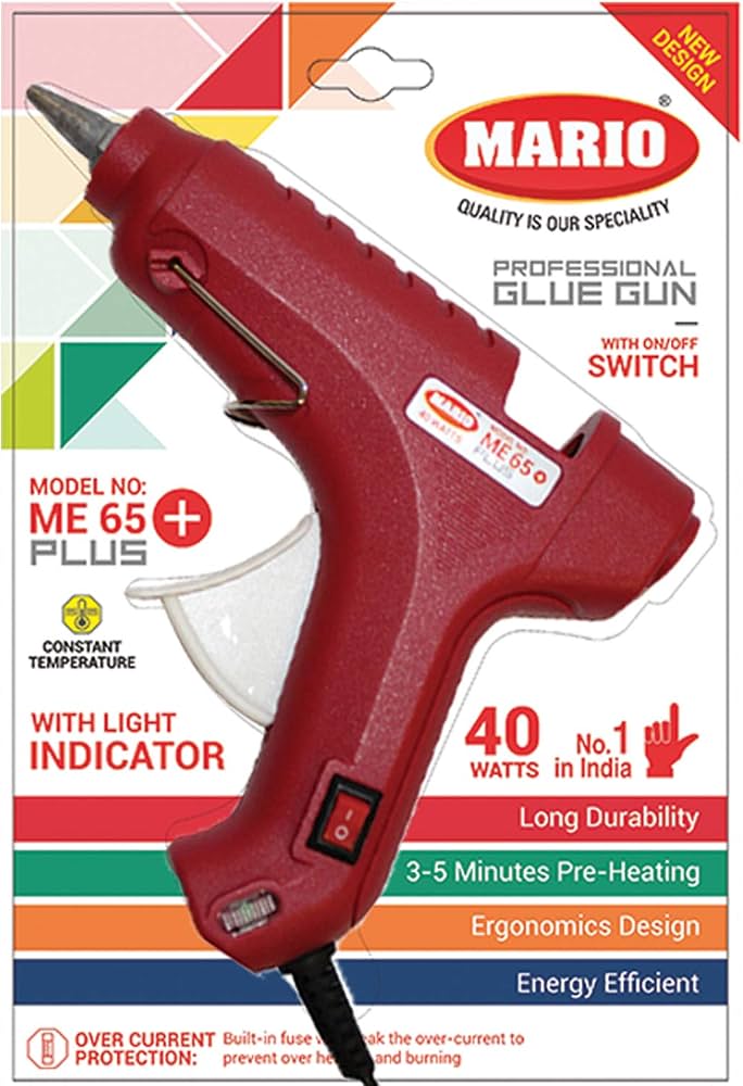 Mario - Red Professional Hot Melt Glue Gun With Light Corded Electric Indicator