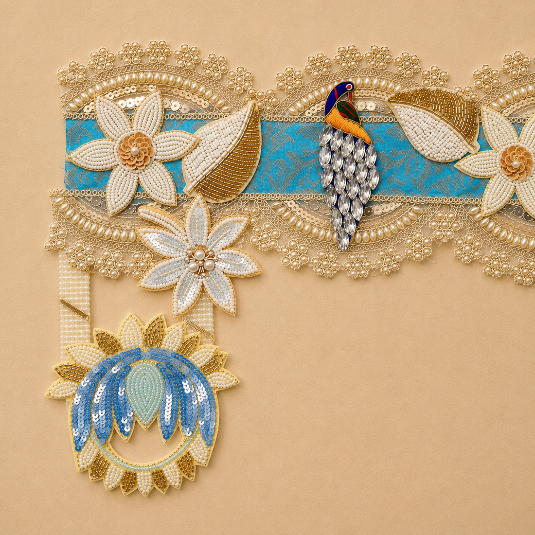 Blue Toran With Lotus Patchs