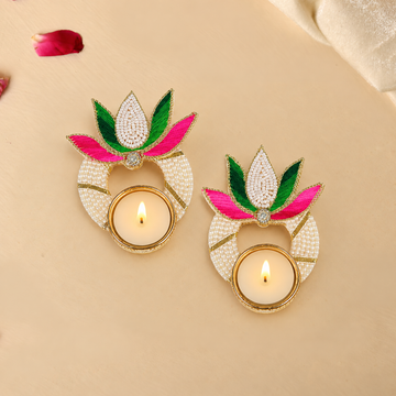 Multicolor Lotus Tealight (Set Of 2)