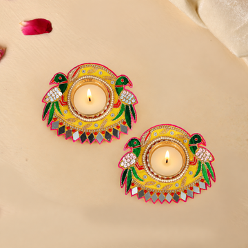 Parrot Mirror Tealight (Set Of 2)