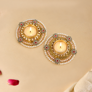 Pearl & Kundan Tealight (Set Of 2)