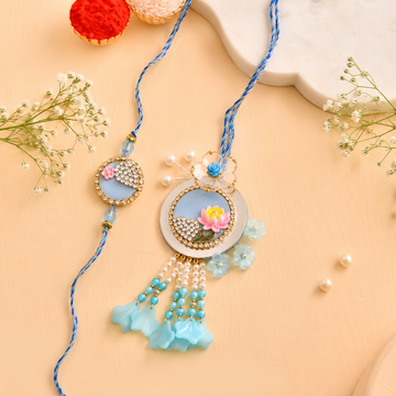 Elengance of Blue - Bhaiya Bhabhi Pair Rakhi