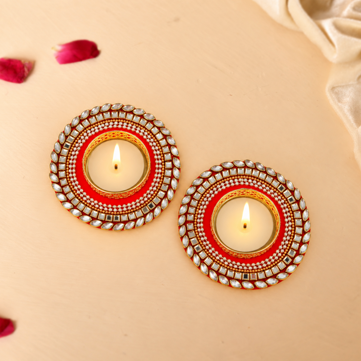 Kundan Tealight (Set Of 2)