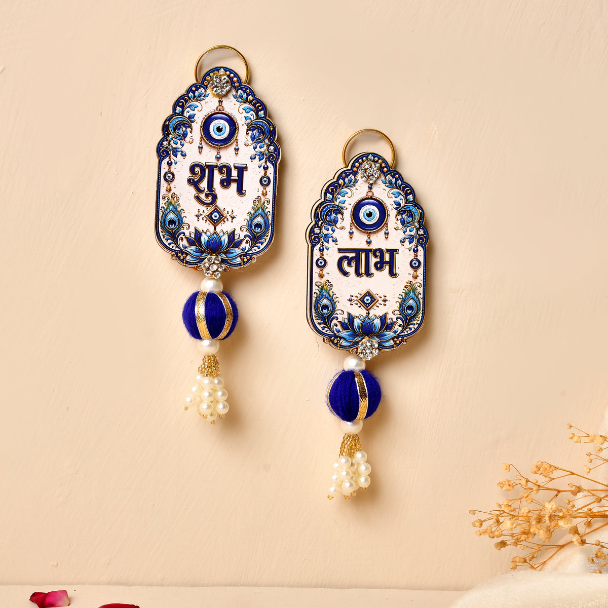Mdf Lotus Shubh Labh pair With Gotta Potli (Gifting hamper)