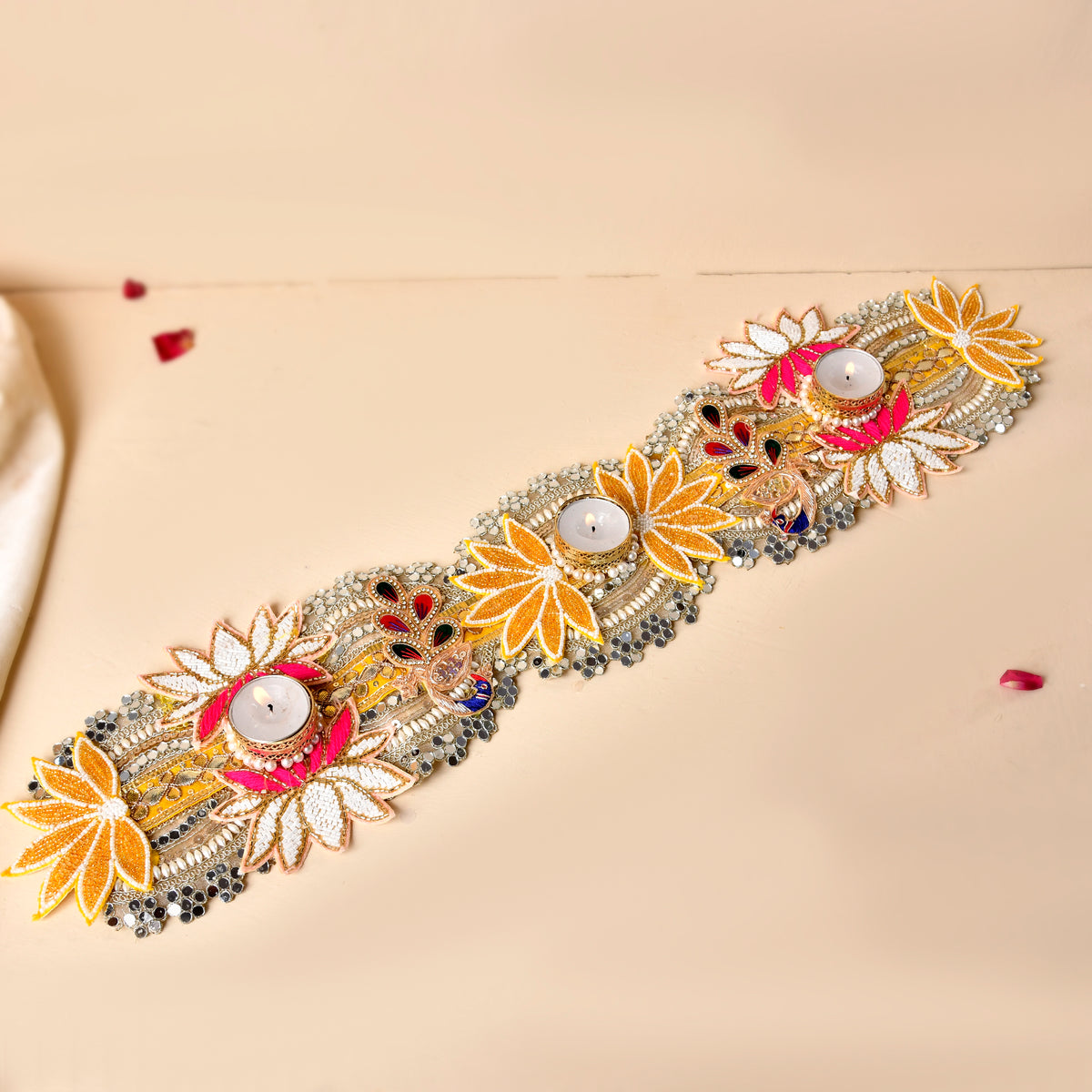 Peacock Patch Table Runner.....Combination of tradition & Modernization
