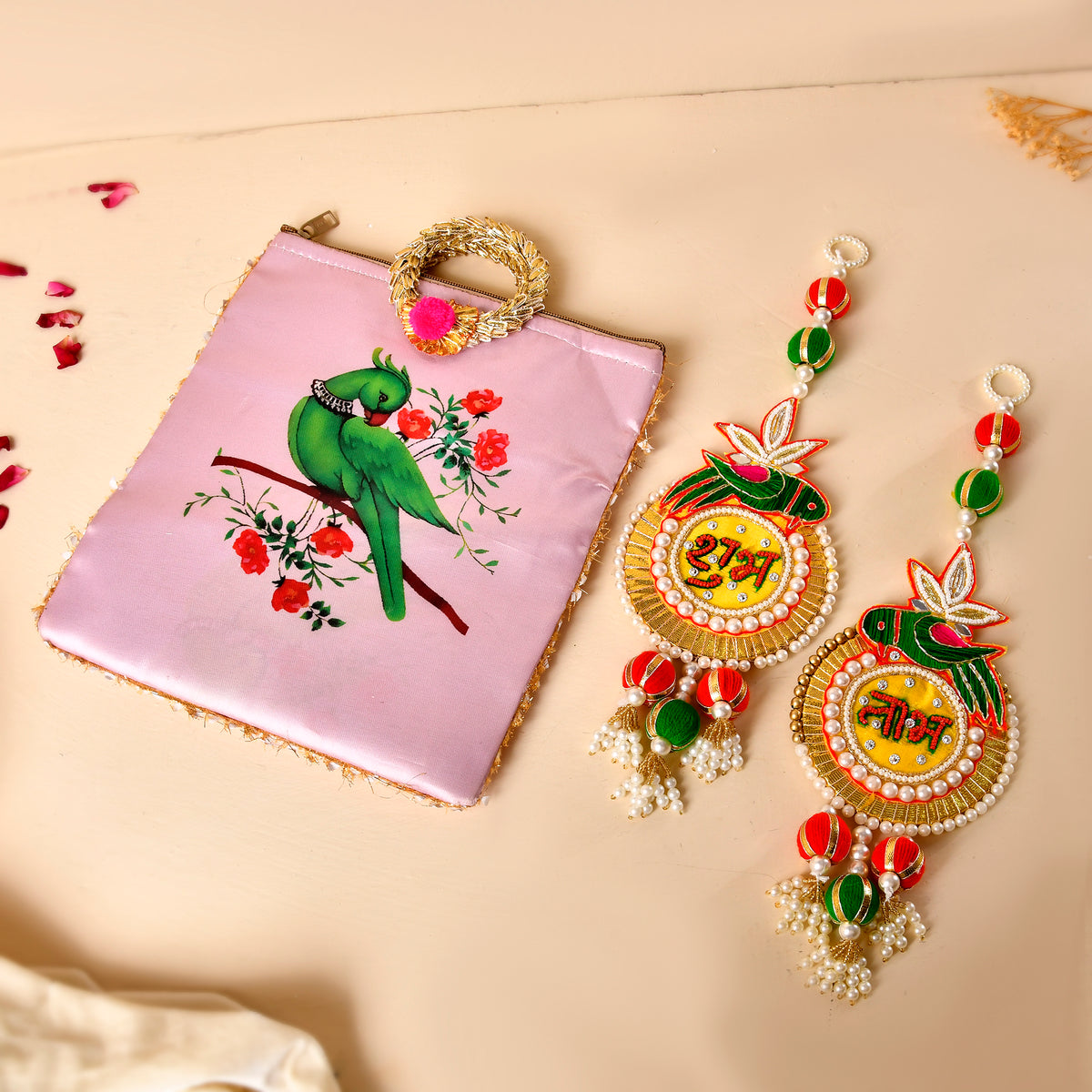 Traditional parrot shubh labh with beautiful parrot potli(gifting hampers)