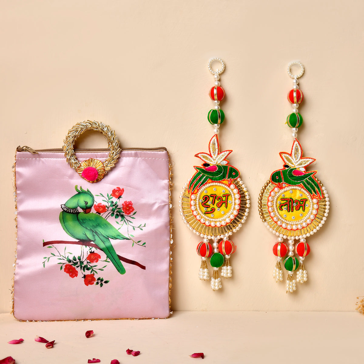 Traditional parrot shubh labh with beautiful parrot potli(gifting hampers)