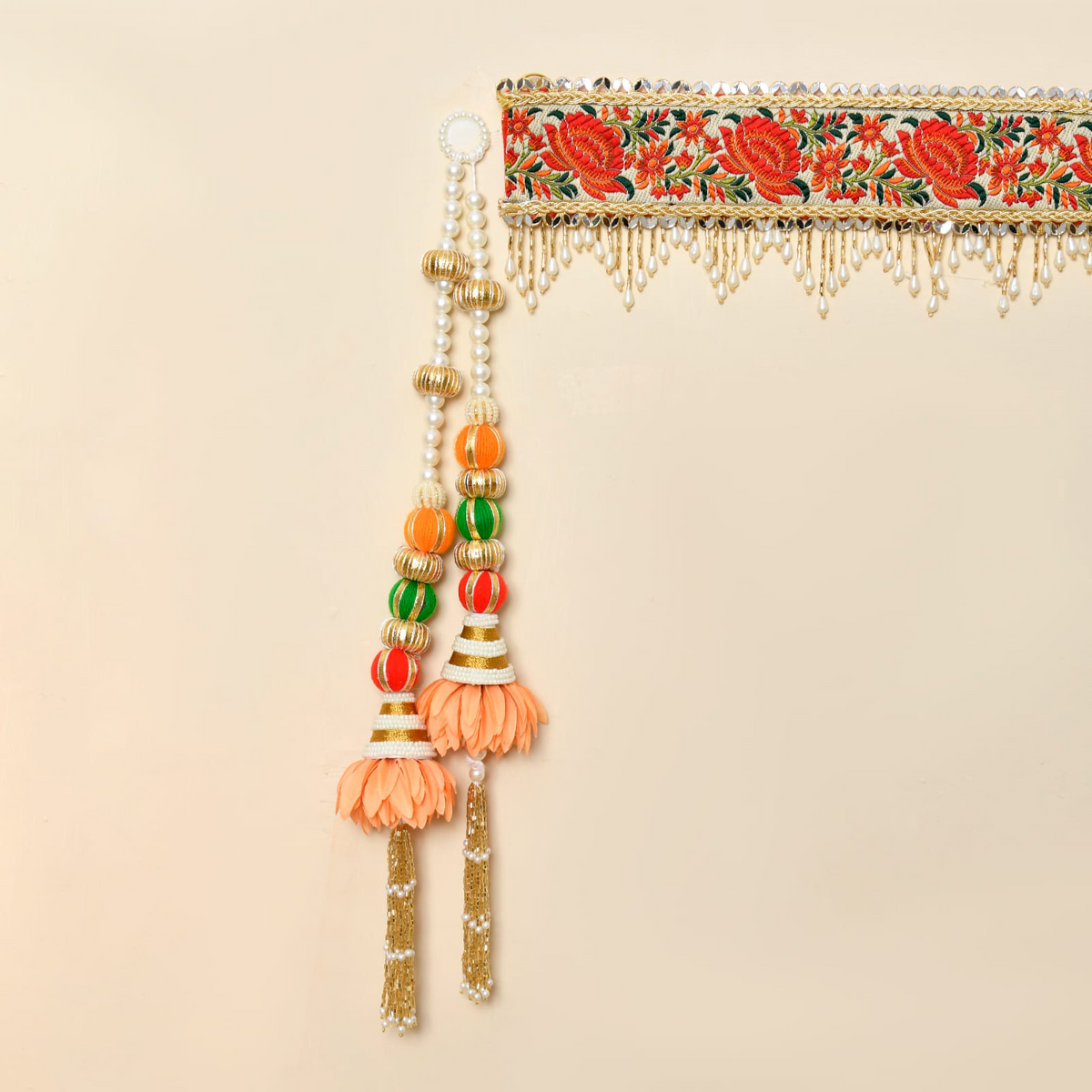 Parsi Embroidery Toran With Detachable Hangings