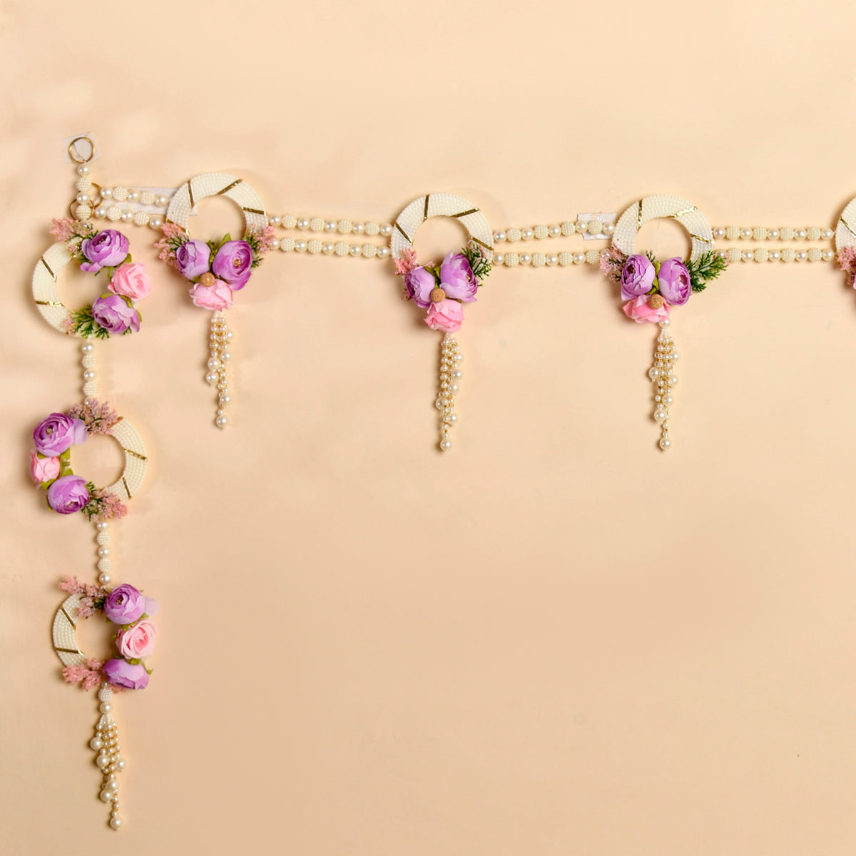 Floral pearl toran with long Hangings