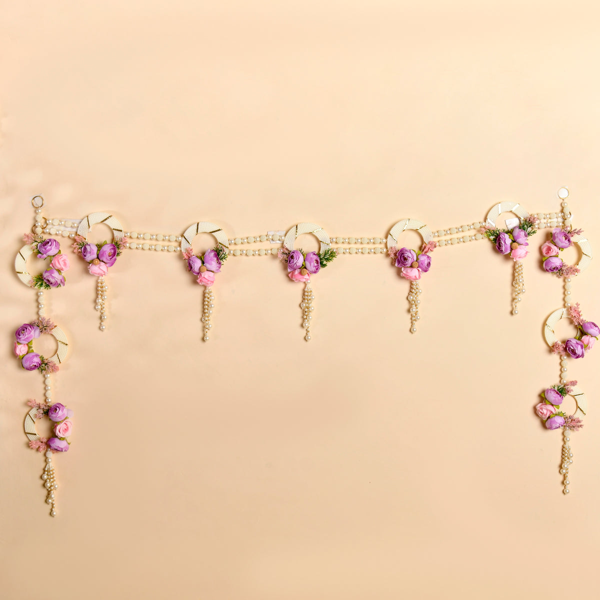 Floral pearl toran with long Hangings