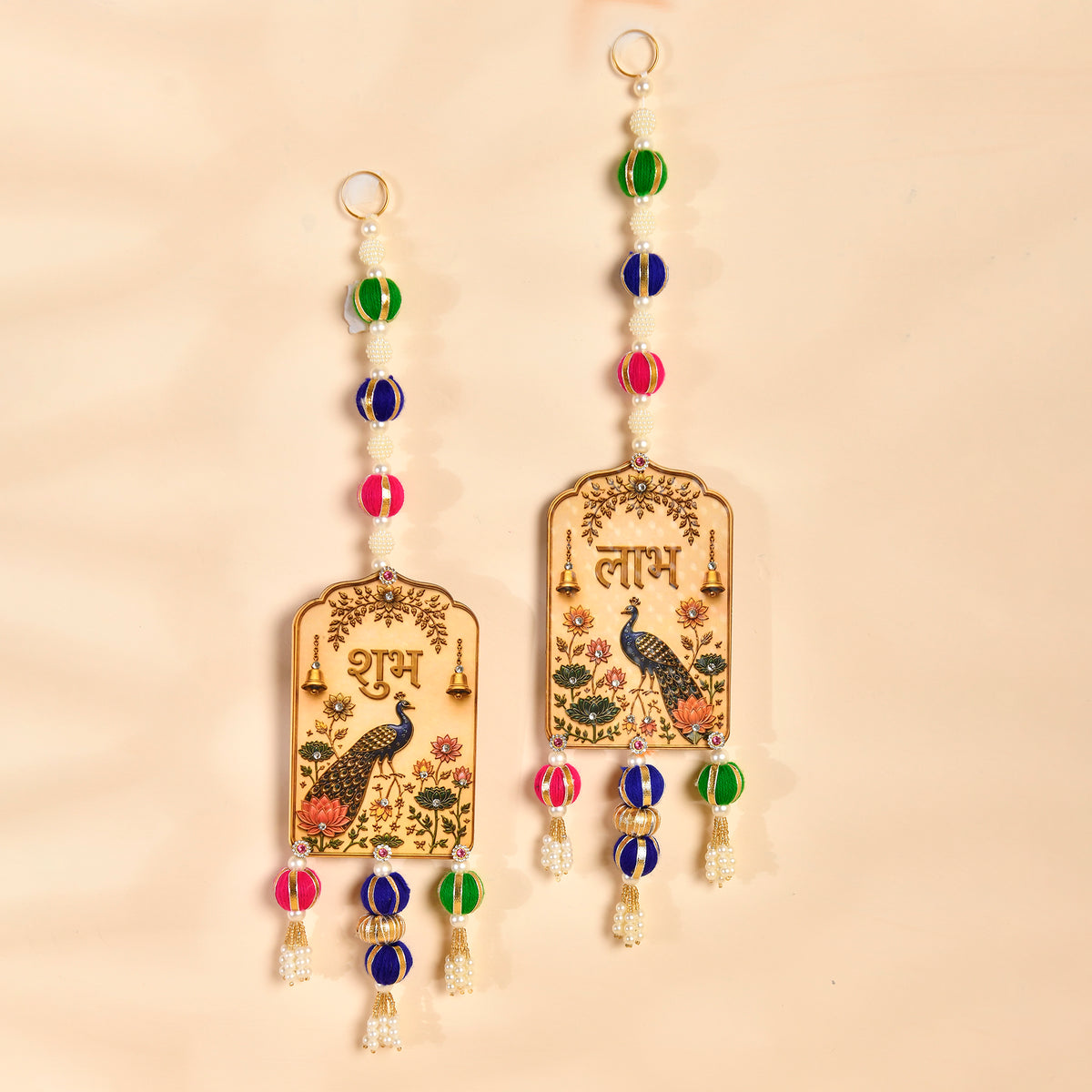Royal Peacock Shubh Labh Wall Hanging