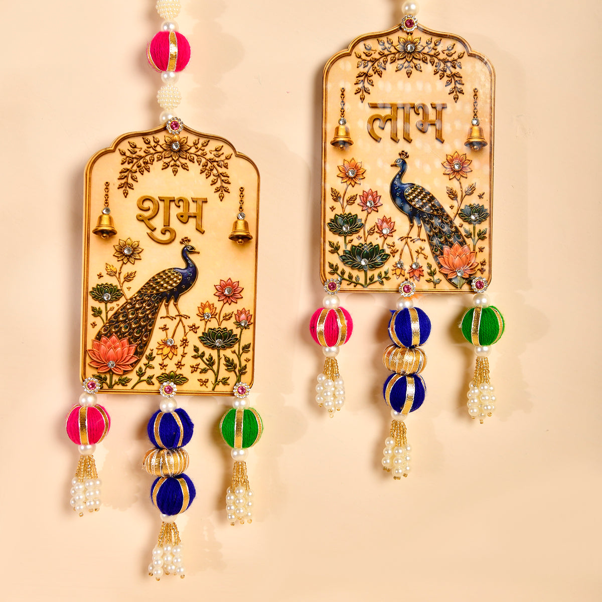 Royal Peacock Shubh Labh Wall Hanging