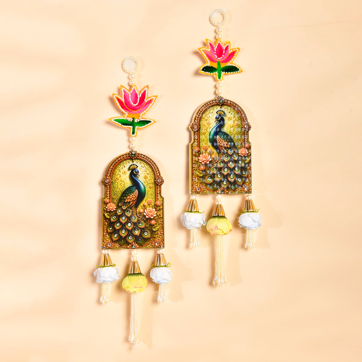 Royal Peacock Lotus Wall Hanging