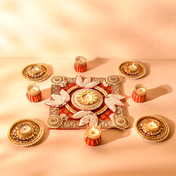 Royal Pearl Diya Rangoli Set