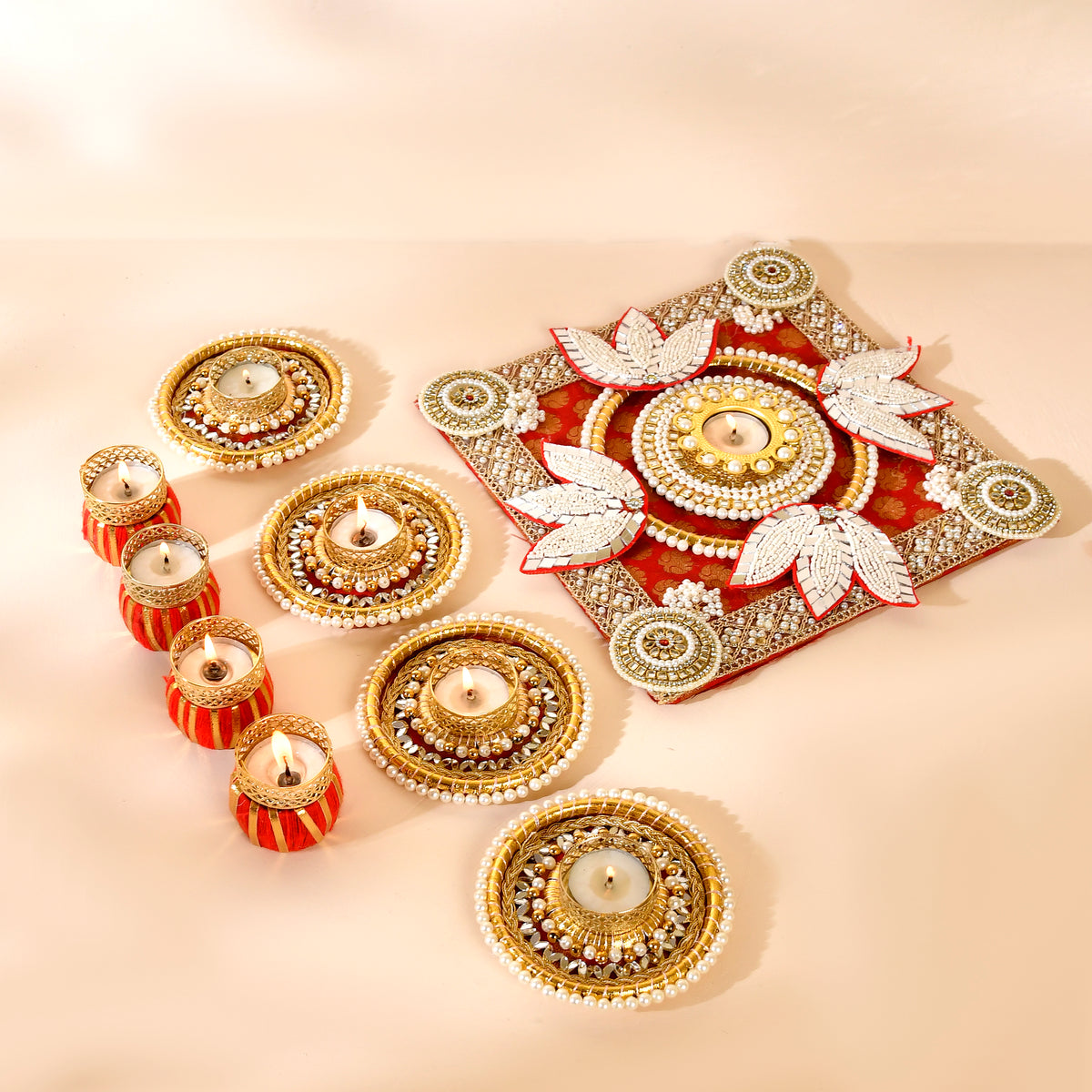 Royal Pearl Diya Rangoli Set