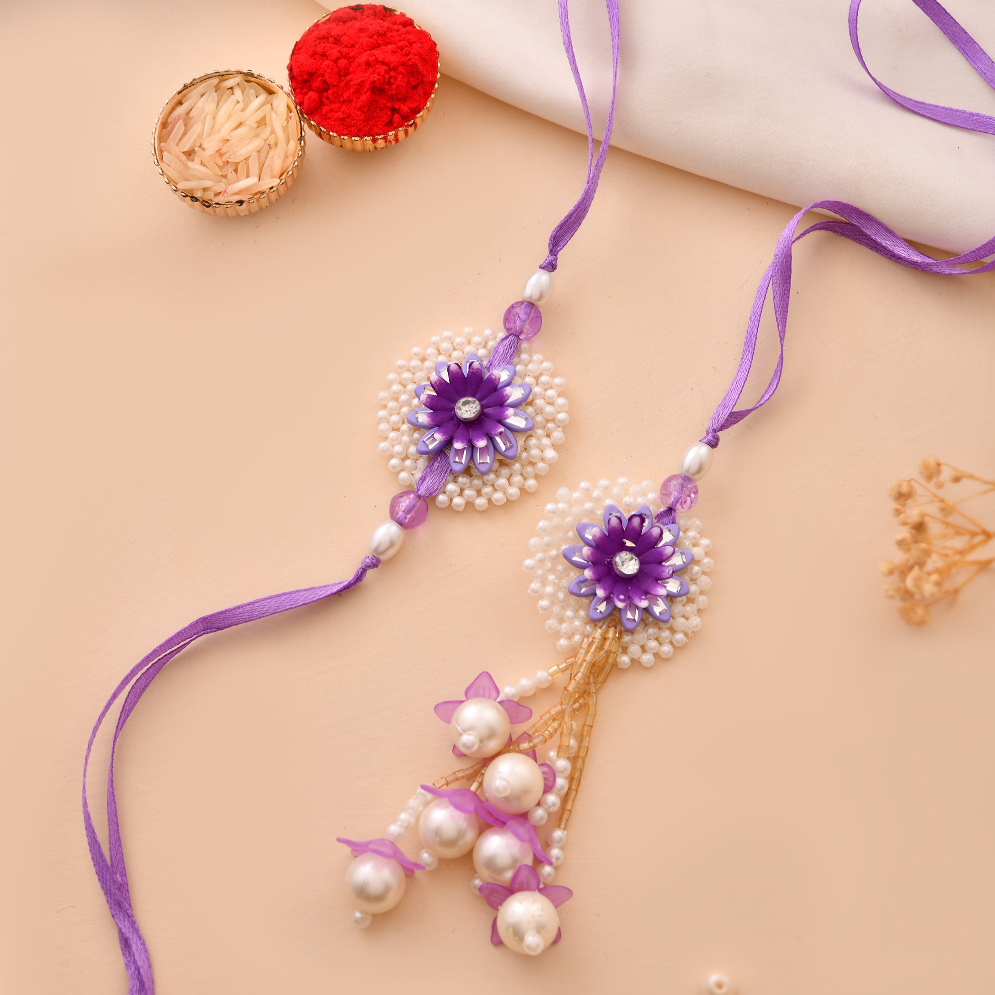 Elegant Purple Bhaiya Bhabhi Pair Rakhi