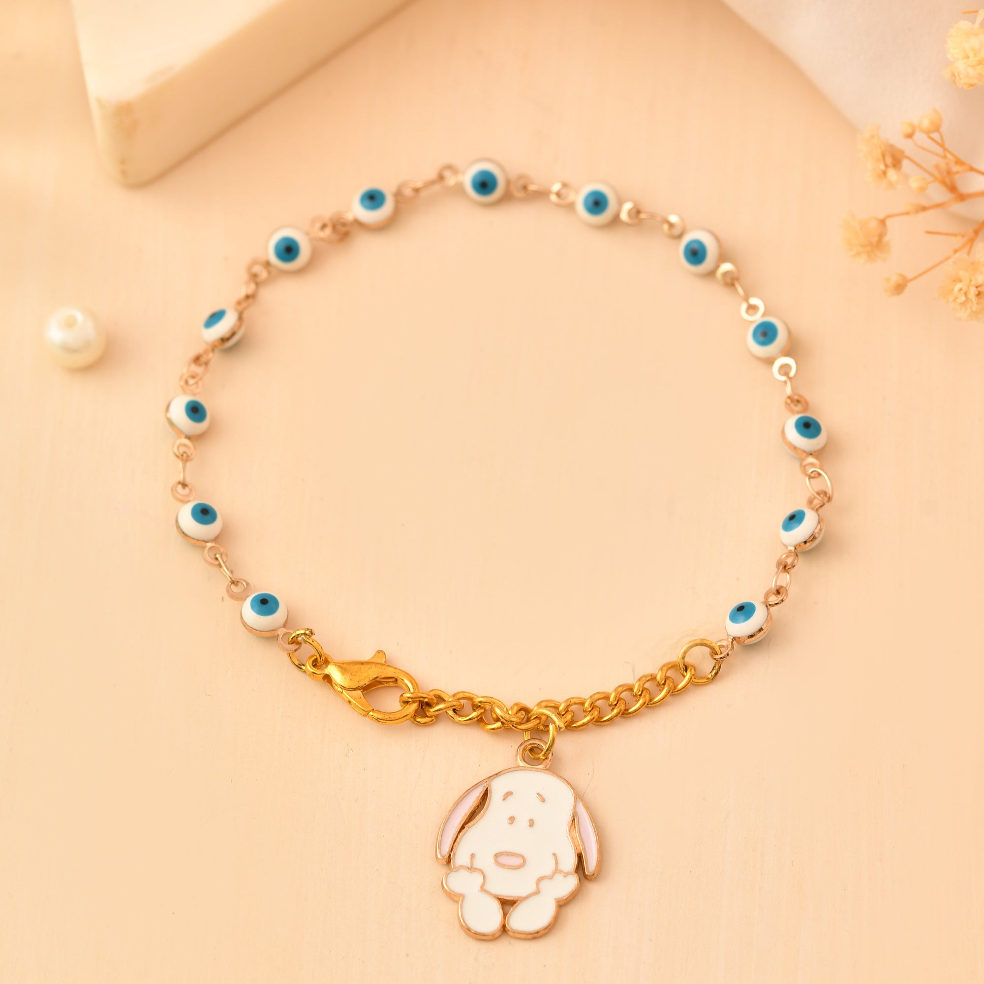 Snoopy Bracelet with evil eye chain