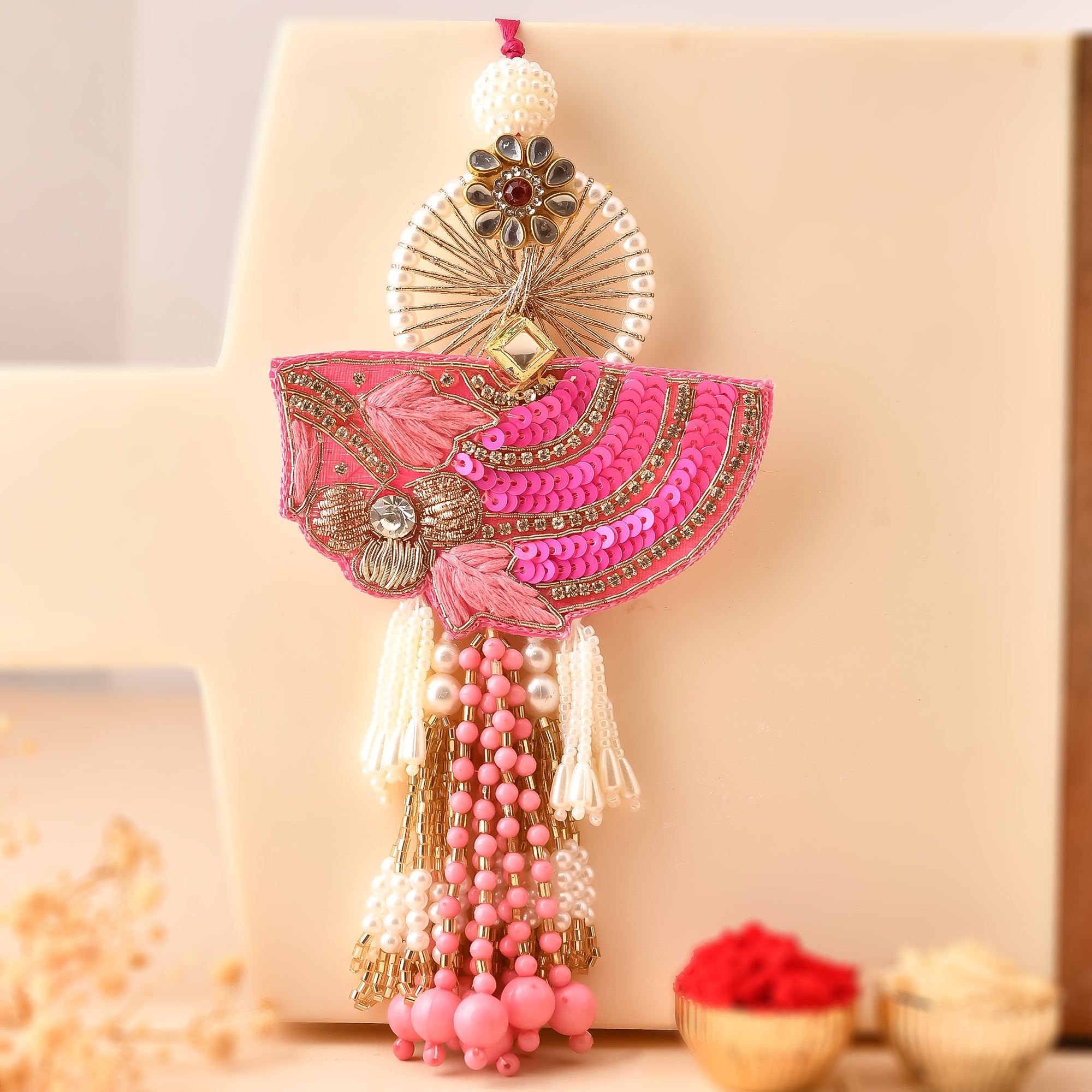 Beautiful lumba rakhi for bhabhi