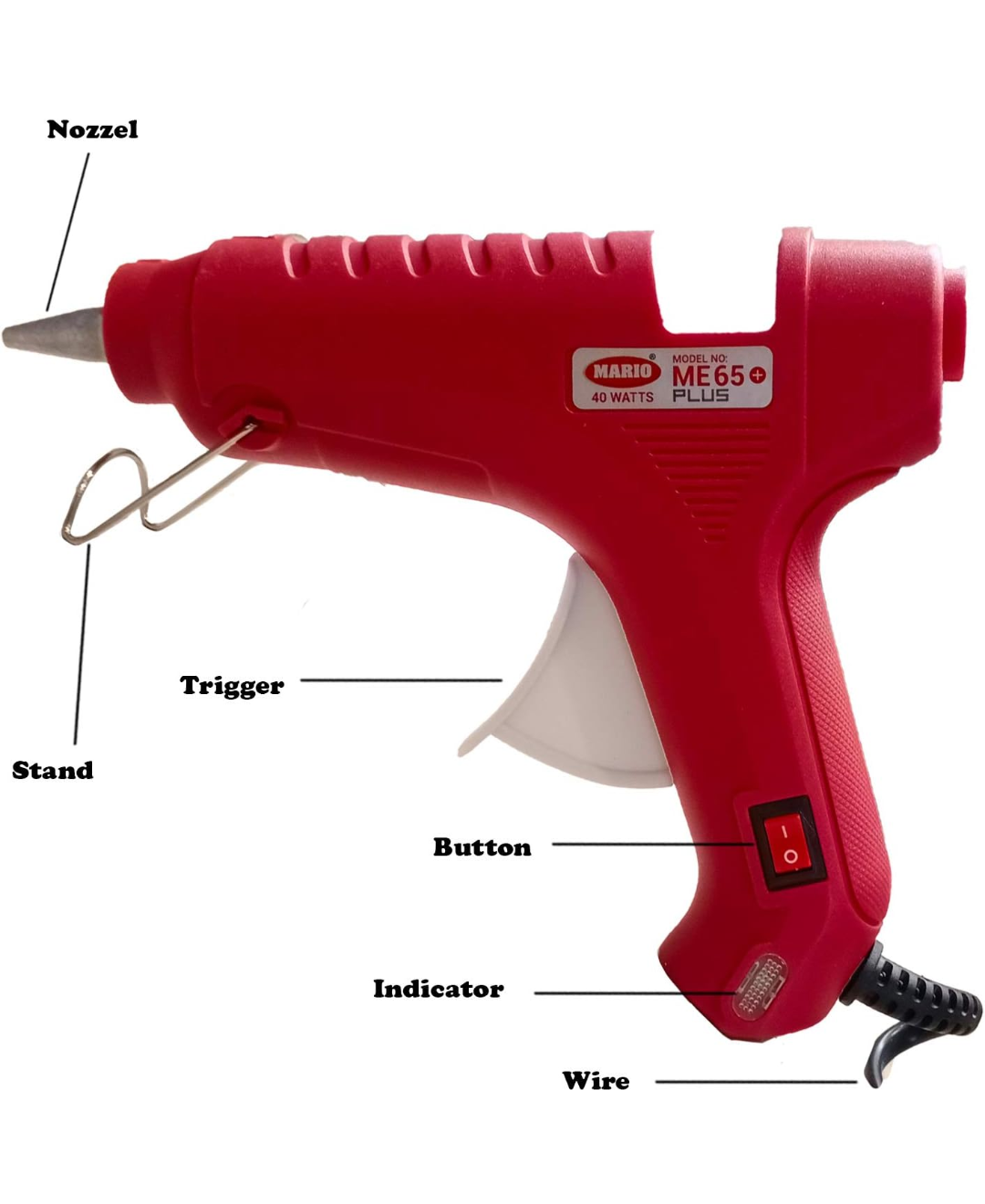 Mario - Red Professional Hot Melt Glue Gun With Light Corded Electric Indicator