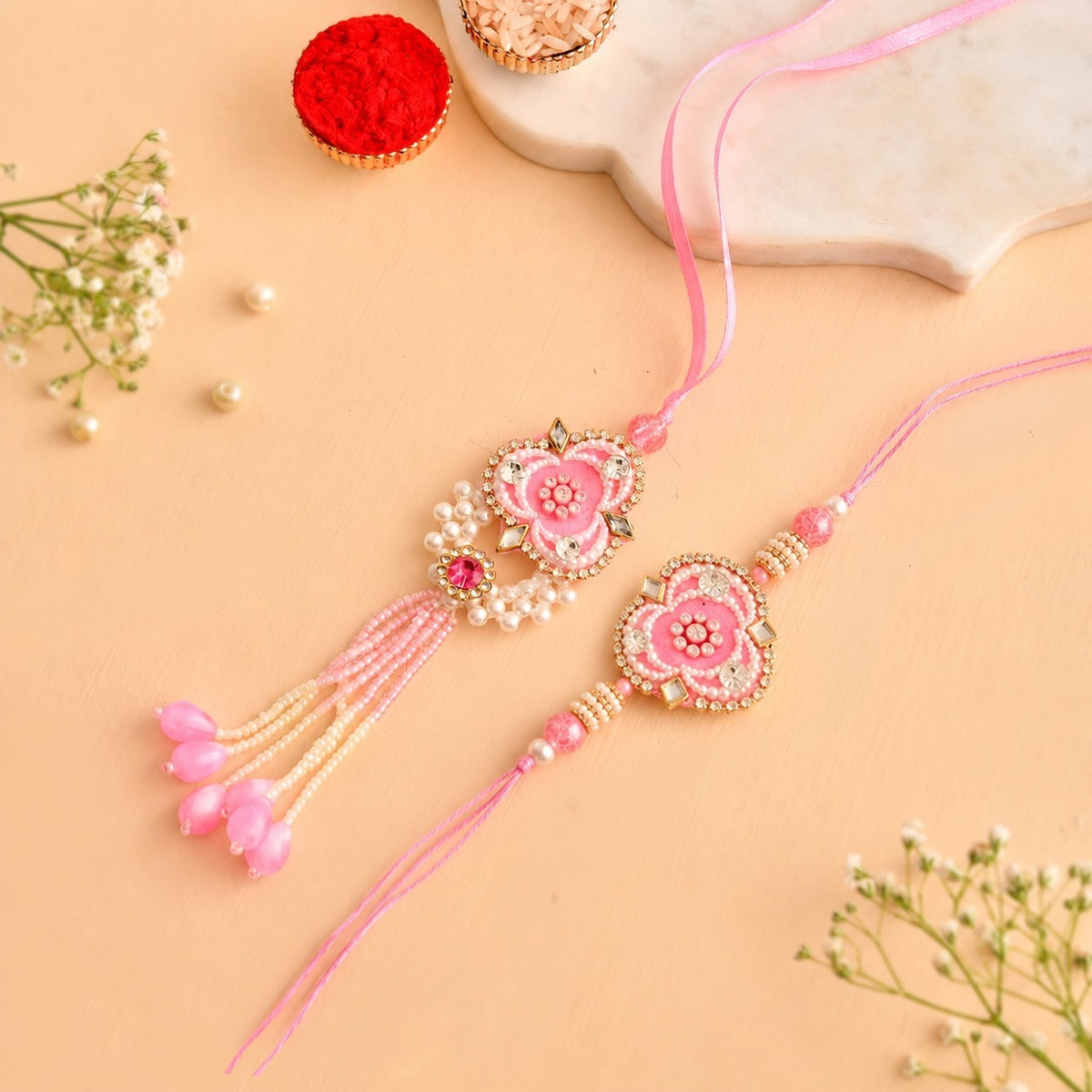 Beautiful Pink Bhaiya Bhabhi Rakhi